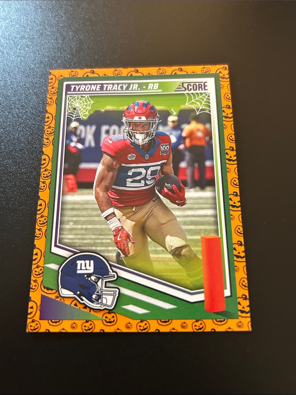Panini Orange Pumpkin Border Tyrone Tracy Jr. Football Card Sleeve
